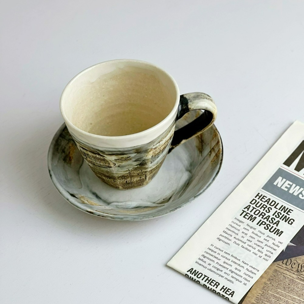 【幸沐商行】日本製窯變志野杯盤組 250ml容量 咖啡杯 拿鐵杯 14cm杯盤 水杯 茶杯 陶瓷杯 日本-細節圖6