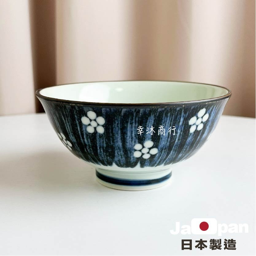 【幸沐商行】日本製藍刷點梅5寸丼飯碗餐盤 盤子 碗盤 陶瓷盤 湯碗 加厚 花紋 日本食器 5寸碗 丼飯碗-細節圖6