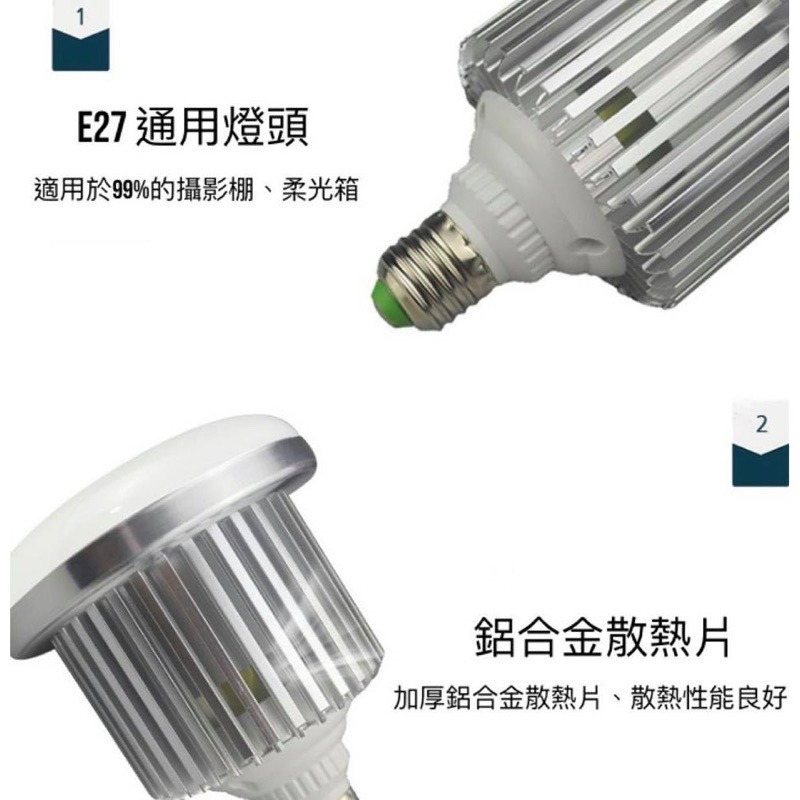 金光閃閃 攝影燈組 LED 110V 220V 85W E27 5500K 攝影燈泡 調光 調色 高亮度 不閃頻 攝影燈-細節圖4