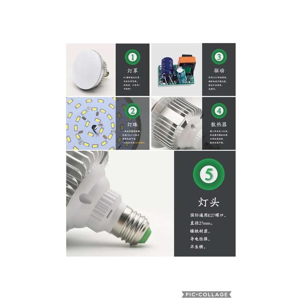 金光閃閃】LED 110V 220V 55W 105W E27 5500K 白光 黃光 攝影燈泡 高亮度 不閃頻 攝影燈-細節圖3