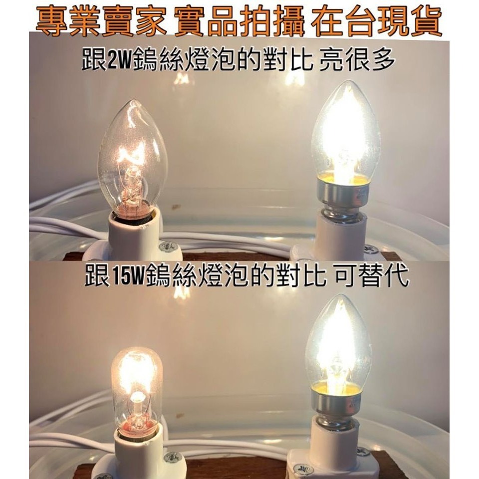 【金光閃閃】 含稅價 LED 燈泡 可調光 110V 220V 2W E12 黃光 紅光 COB 神明燈 小夜燈 蓮花燈-細節圖2