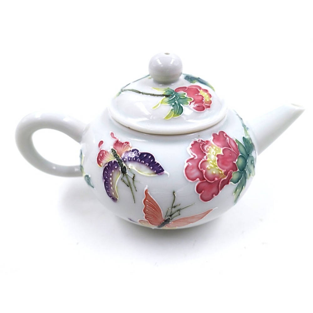 故宮御用國寶彩繪大師-林春香 牡丹花蝶壺 茶壺 瓷器 茶具 收藏 招財法華瓷 泡茶高級瓷器 贈禮 茶壺禮盒 年節 餽贈-細節圖3