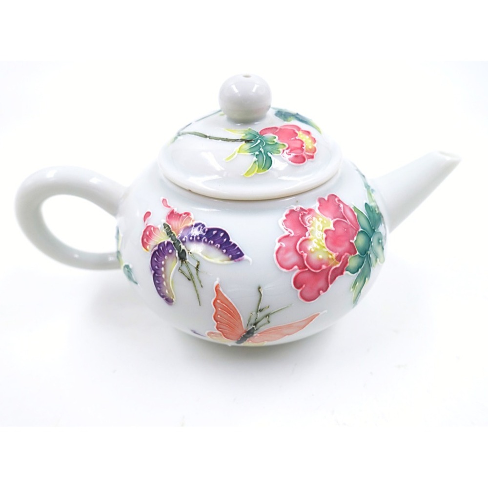 故宮御用國寶彩繪大師-林春香 牡丹花蝶壺 茶壺 瓷器 茶具 收藏 招財法華瓷 泡茶高級瓷器 贈禮 茶壺禮盒 年節 餽贈-細節圖8