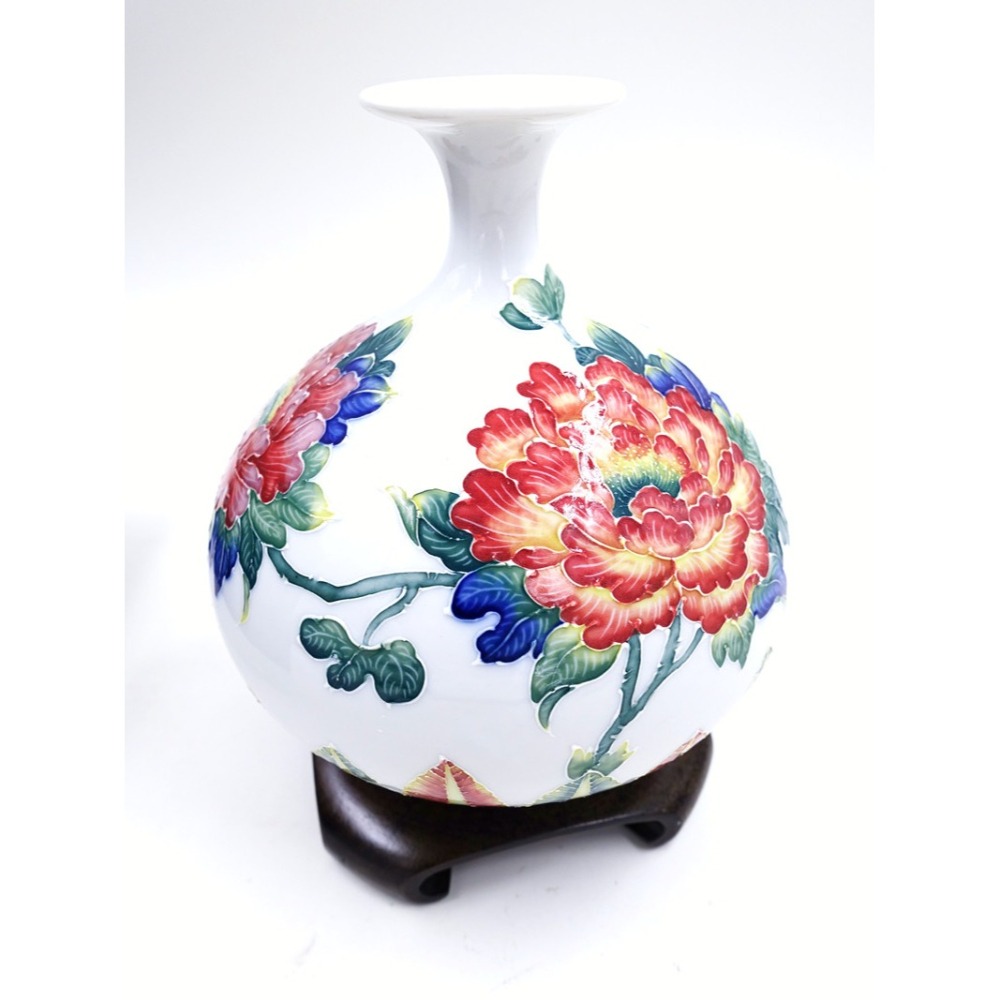 故宮御用國寶彩繪大師-林春香 法華牡丹瓶 聚寶盆 招財開運風水 財源廣進花開富貴壺 手工精雕高級瓷 法華彩收藏增值附禮盒-細節圖2