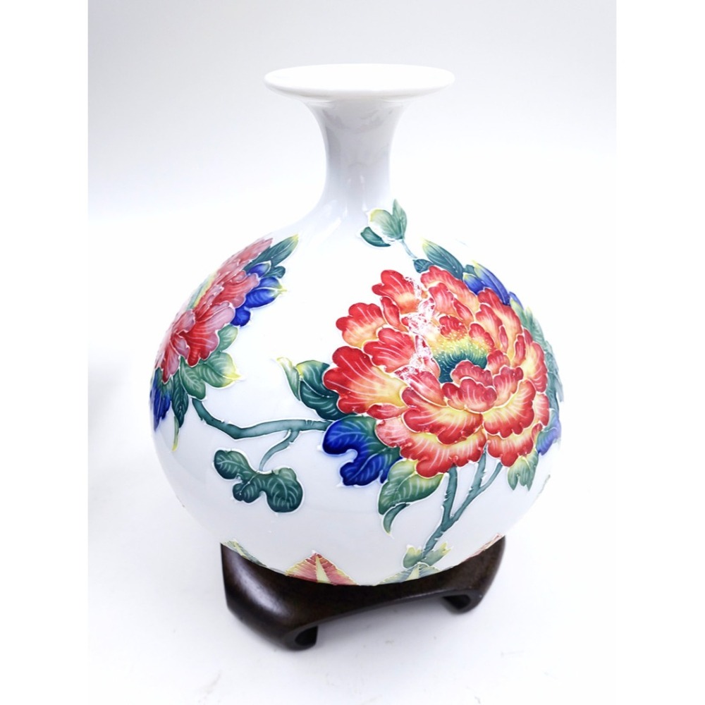 故宮御用國寶彩繪大師-林春香 法華牡丹瓶 聚寶盆 招財開運風水 財源廣進花開富貴壺 手工精雕高級瓷 法華彩收藏增值附禮盒-細節圖3