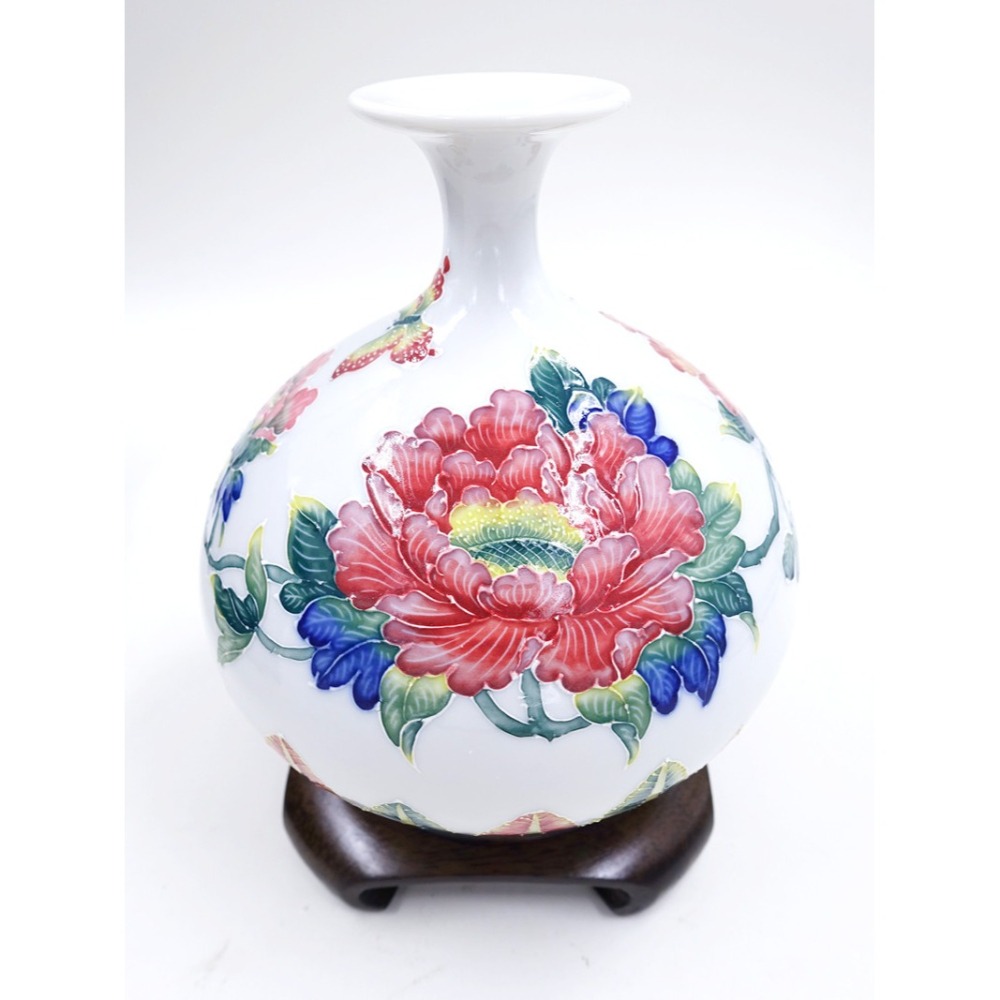 故宮御用國寶彩繪大師-林春香 法華牡丹瓶 聚寶盆 招財開運風水 財源廣進花開富貴壺 手工精雕高級瓷 法華彩收藏增值附禮盒-細節圖4