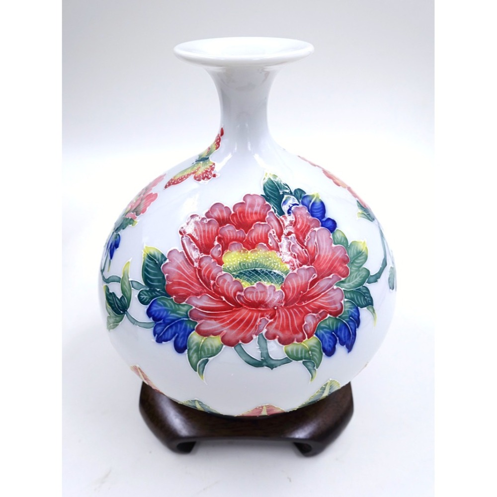 故宮御用國寶彩繪大師-林春香 法華牡丹瓶 聚寶盆 招財開運風水 財源廣進花開富貴壺 手工精雕高級瓷 法華彩收藏增值附禮盒-細節圖8