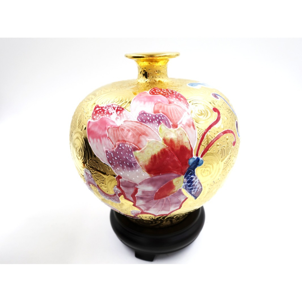 故宮御用國寶彩繪大師-林春香 美麗人生瓶 鳳蝶起舞聚寶盆 招財開運 財源廣進 聚寶盆 手工精雕 高級瓷 法華彩收藏增值-細節圖2