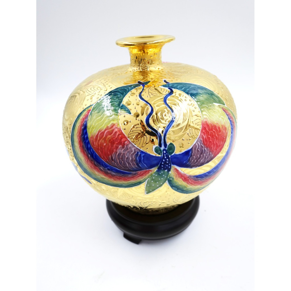 故宮御用國寶彩繪大師-林春香 美麗人生瓶 鳳蝶起舞聚寶盆 招財開運 財源廣進 聚寶盆 手工精雕 高級瓷 法華彩收藏增值-細節圖3