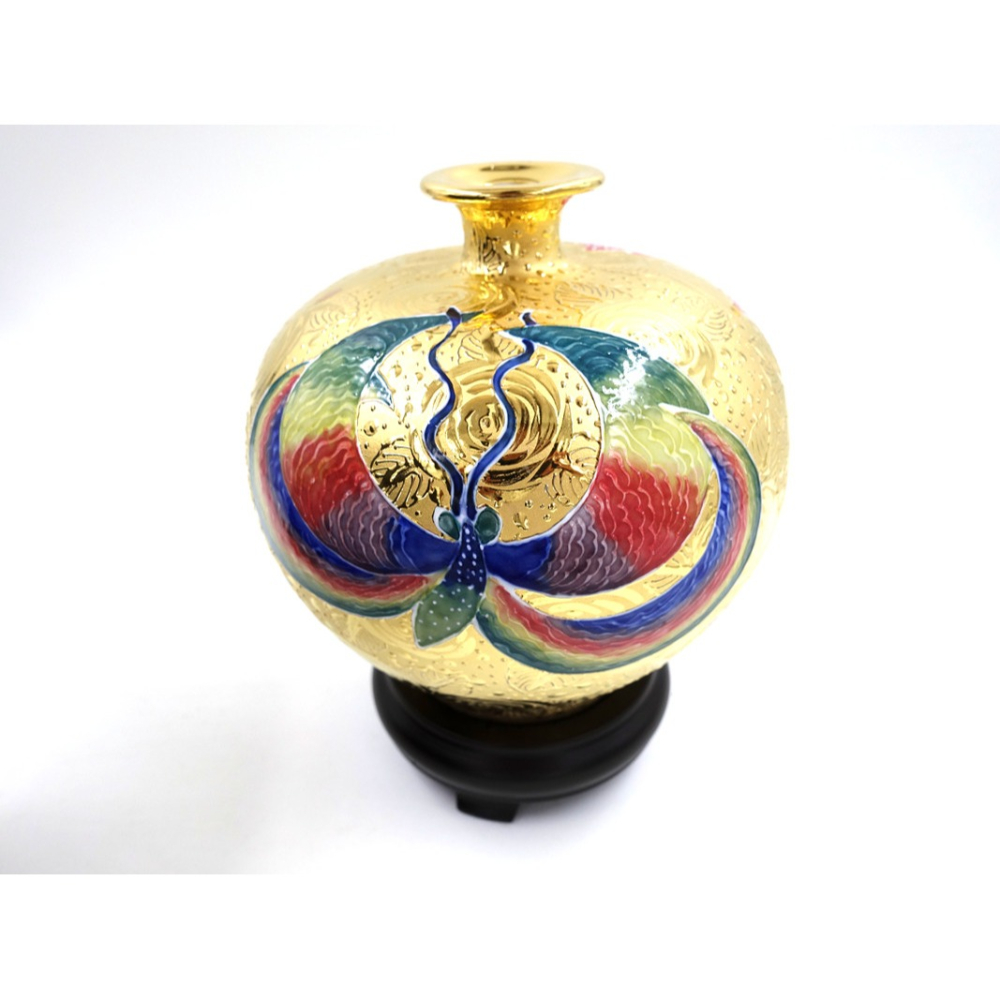 故宮御用國寶彩繪大師-林春香 美麗人生瓶 鳳蝶起舞聚寶盆 招財開運 財源廣進 聚寶盆 手工精雕 高級瓷 法華彩收藏增值-細節圖6