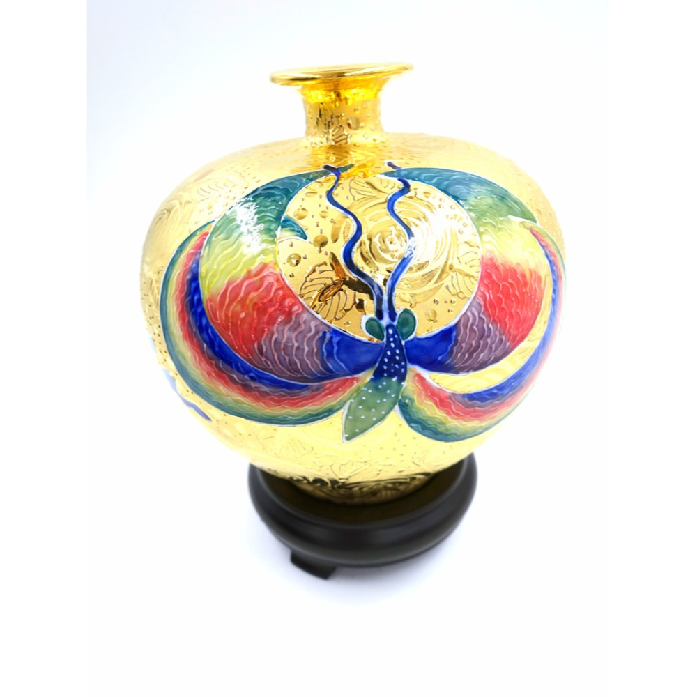 故宮御用國寶彩繪大師-林春香 美麗人生瓶 鳳蝶起舞聚寶盆 招財開運 財源廣進 聚寶盆 手工精雕 高級瓷 法華彩收藏增值-細節圖9