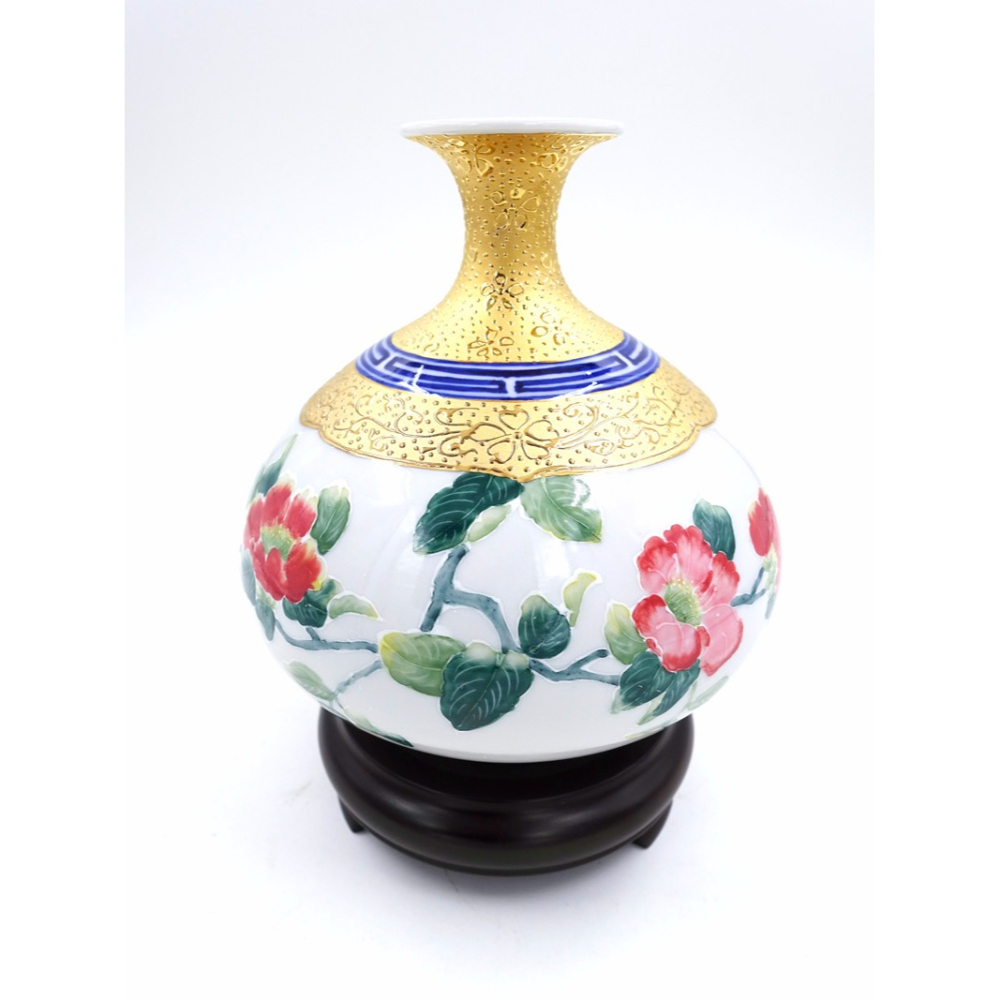台灣國寶彩繪大師-林春香 茶花雙喜瓶 花開富貴聚寶盆 招財開運 雙喜臨門 財源廣進 純手工精雕 法華彩風水收藏-細節圖5
