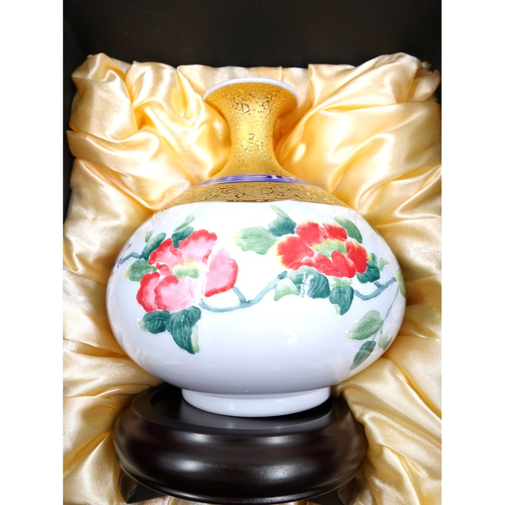 台灣國寶彩繪大師-林春香 茶花雙喜瓶 花開富貴聚寶盆 招財開運 雙喜臨門 財源廣進 純手工精雕 法華彩風水收藏-細節圖7