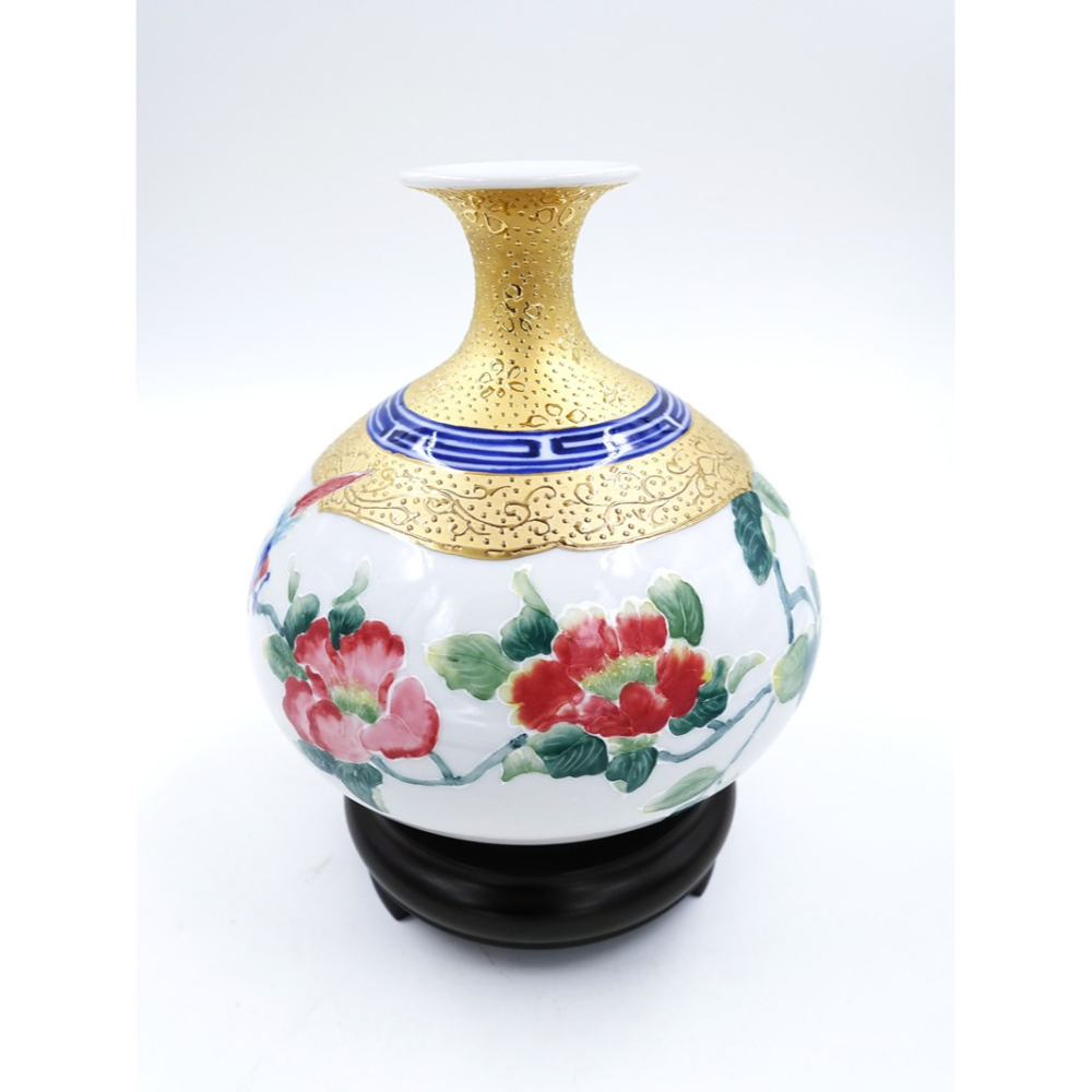 台灣國寶彩繪大師-林春香 茶花雙喜瓶 花開富貴聚寶盆 招財開運 雙喜臨門 財源廣進 純手工精雕 法華彩風水收藏-細節圖9