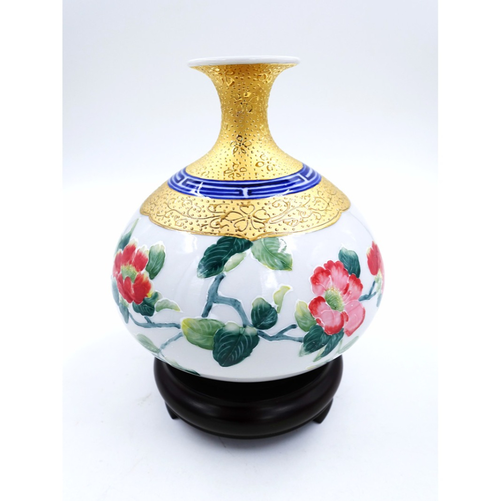 台灣國寶彩繪大師-林春香 茶花雙喜瓶 花開富貴聚寶盆 招財開運 雙喜臨門 財源廣進 純手工精雕 法華彩風水收藏-細節圖10