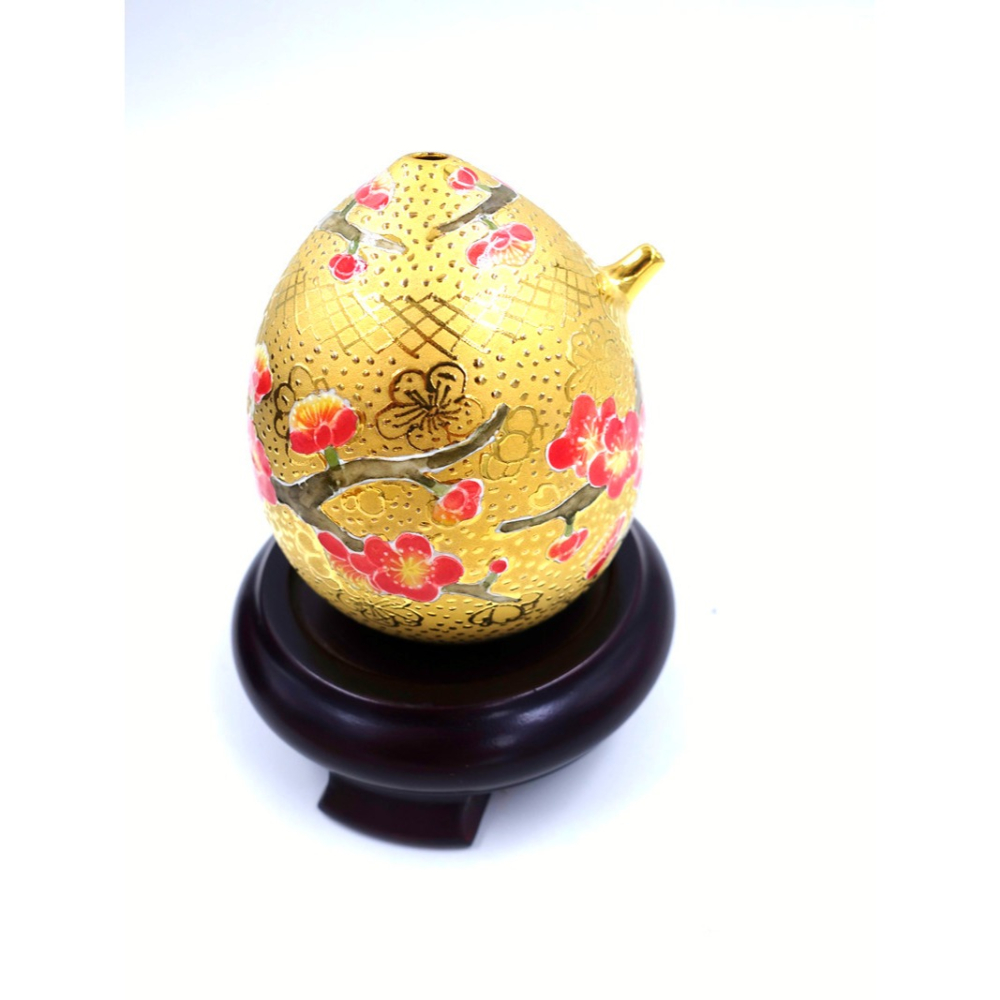 故宮御用國寶彩繪大師-林春香 開運法華梅花水滴壺 手工 立體 國寶彩繪 法華瓷 招財壺法華彩 父親節 文房四寶 附禮盒-細節圖3