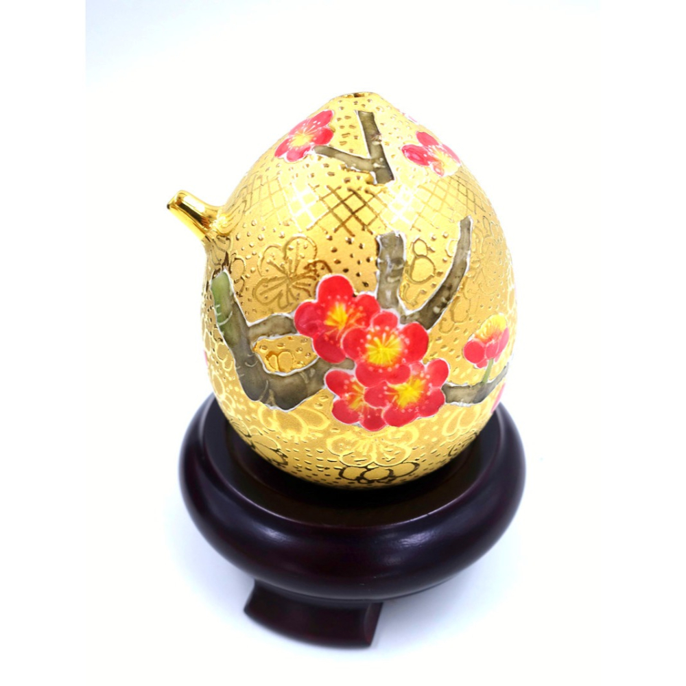 故宮御用國寶彩繪大師-林春香 開運法華梅花水滴壺 手工 立體 國寶彩繪 法華瓷 招財壺法華彩 父親節 文房四寶 附禮盒-細節圖4