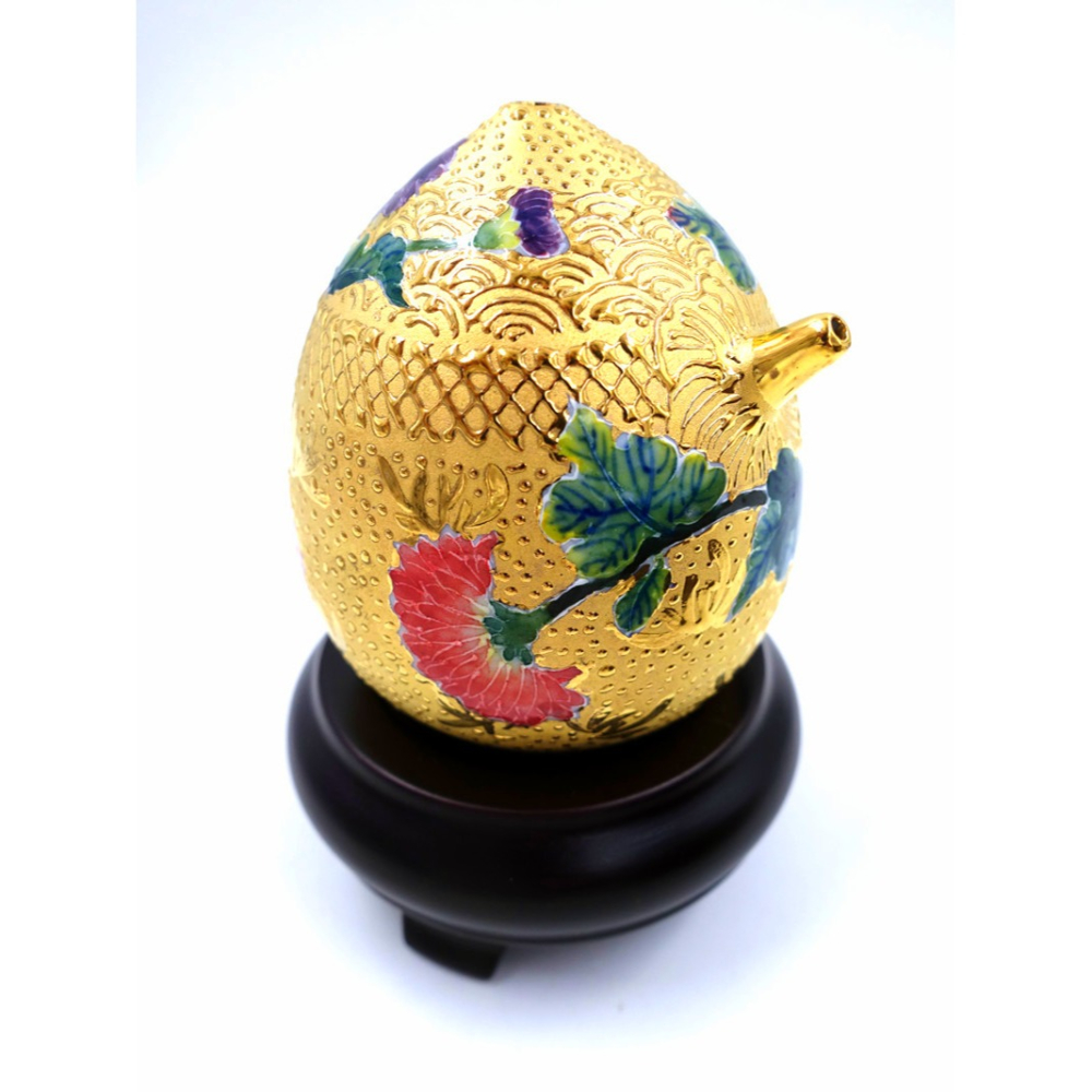 故宮御用國寶彩繪大師-林春香 開運法華菊花水滴壺 手工 立體 國寶彩繪 法華瓷 招財壺法華彩 父親節 文房四寶 附禮盒-細節圖9