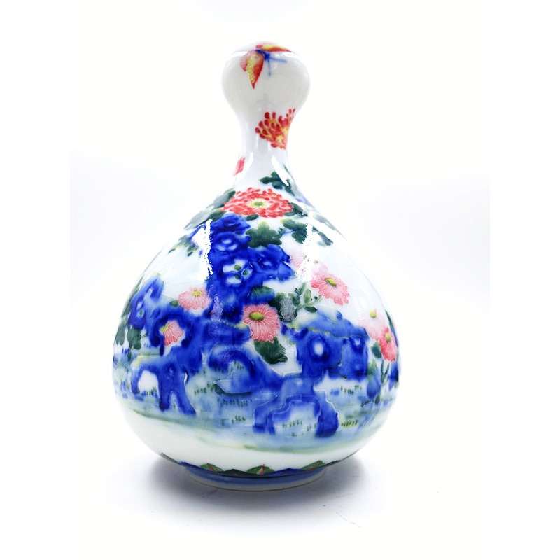 故宮御用國寶彩繪大師-林春香 法華菊花蒜頭瓶 花發富貴聚寶盆 招財開運 吉星高照 財源廣進 聚寶盆 手工精雕 法華彩收藏-細節圖3