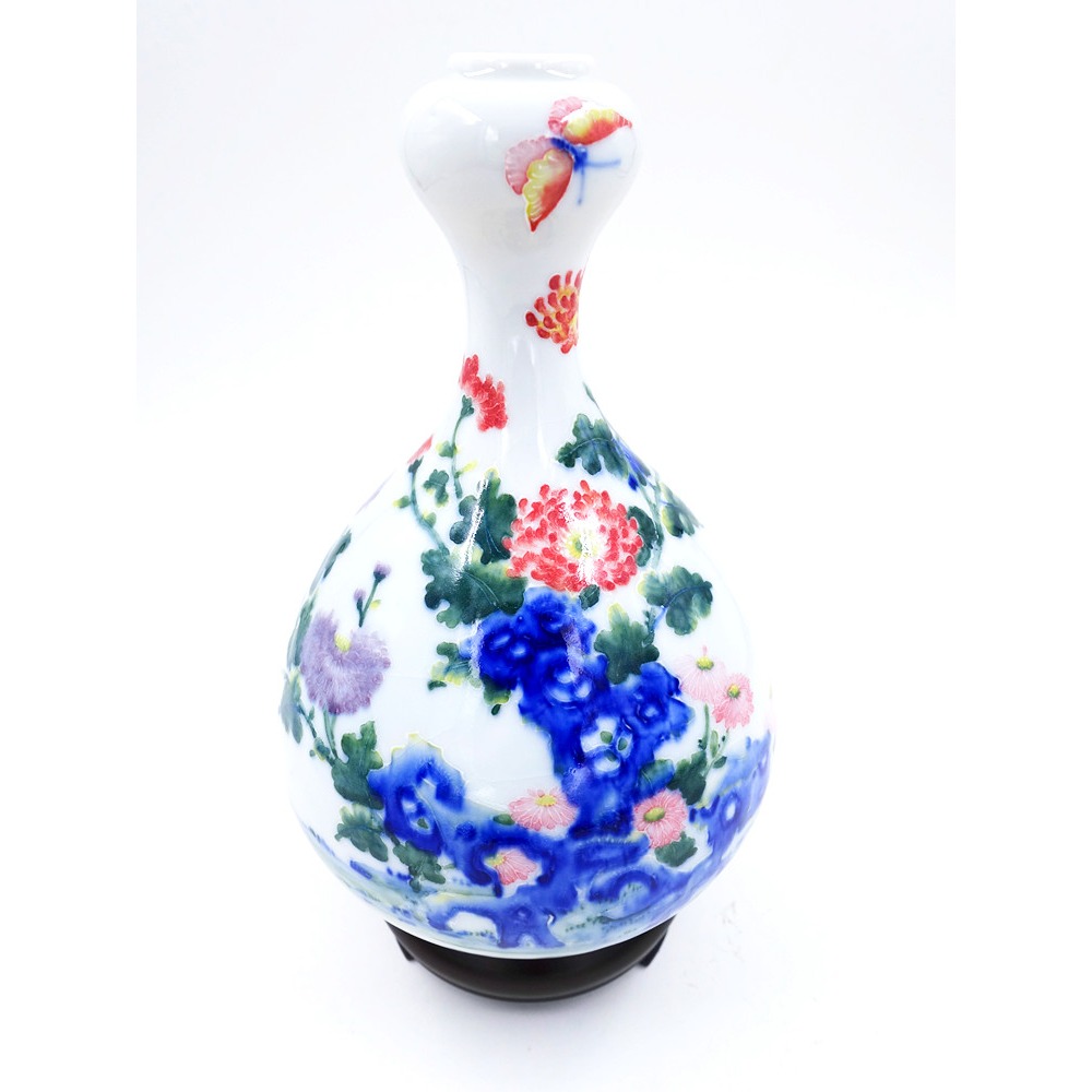 故宮御用國寶彩繪大師-林春香 法華菊花蒜頭瓶 花發富貴聚寶盆 招財開運 吉星高照 財源廣進 聚寶盆 手工精雕 法華彩收藏-細節圖5