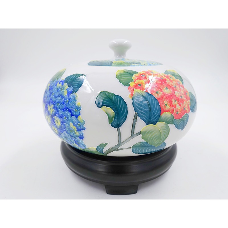 故宮御用國寶彩繪大師-林春香 法華繡球花聚寶盆 招財吉祥 風水 招財開運 吉星高照 財源廣進 聚寶盆 手工精雕法華彩現貨-細節圖5