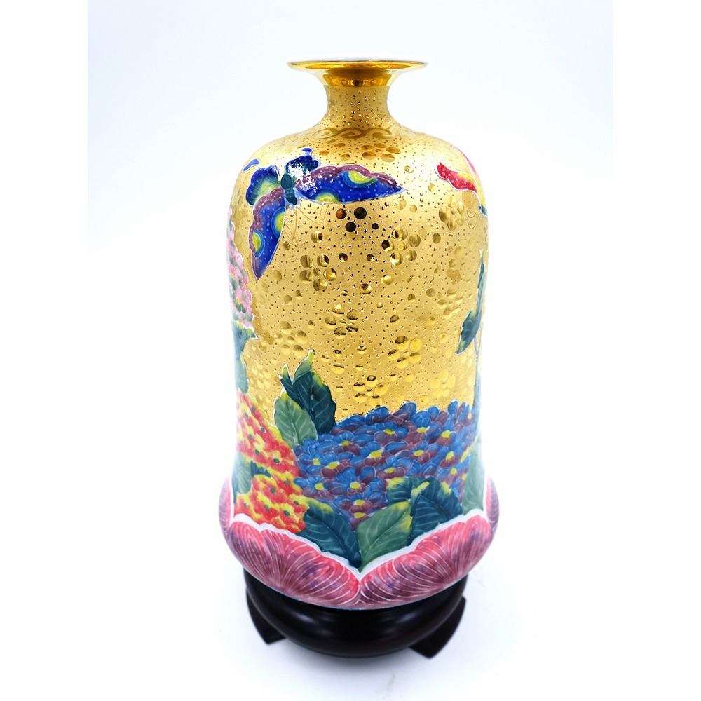 故宮御用國寶彩繪大師-林春香 法華金彩繡球鐘瓶 聚寶盆 風水 招財開運 吉星高照 財源廣進 聚寶盆 手工精雕 法華彩收藏-細節圖2