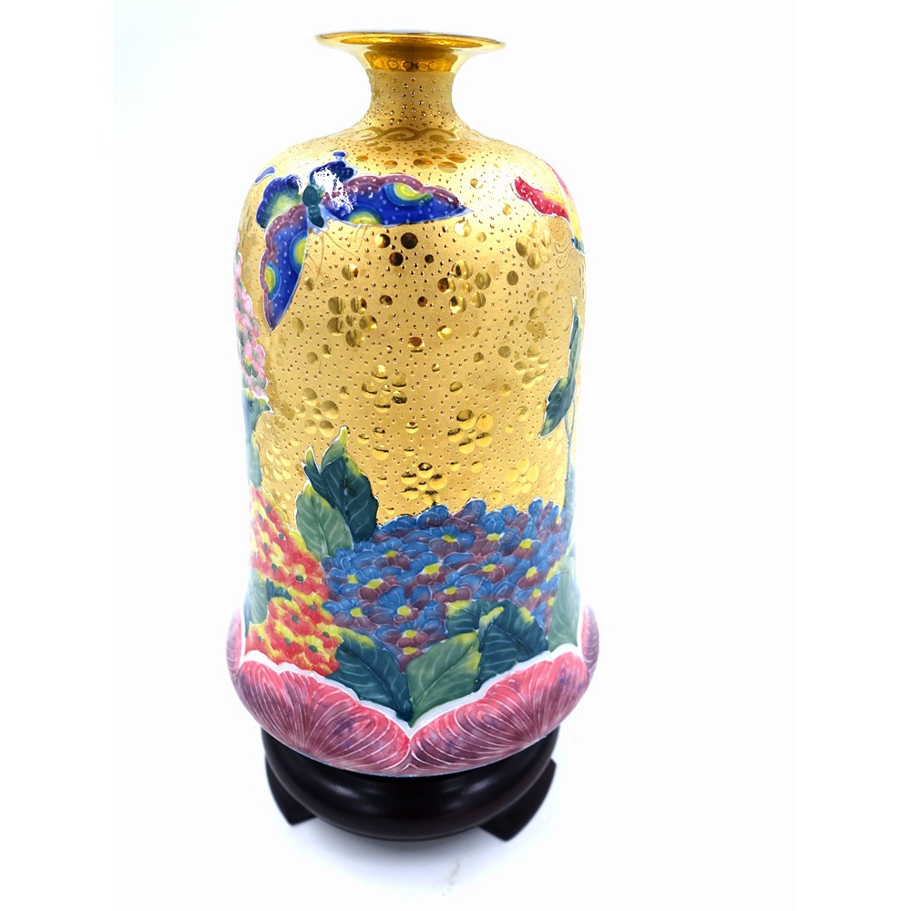 故宮御用國寶彩繪大師-林春香 法華金彩繡球鐘瓶 聚寶盆 風水 招財開運 吉星高照 財源廣進 聚寶盆 手工精雕 法華彩收藏-細節圖4