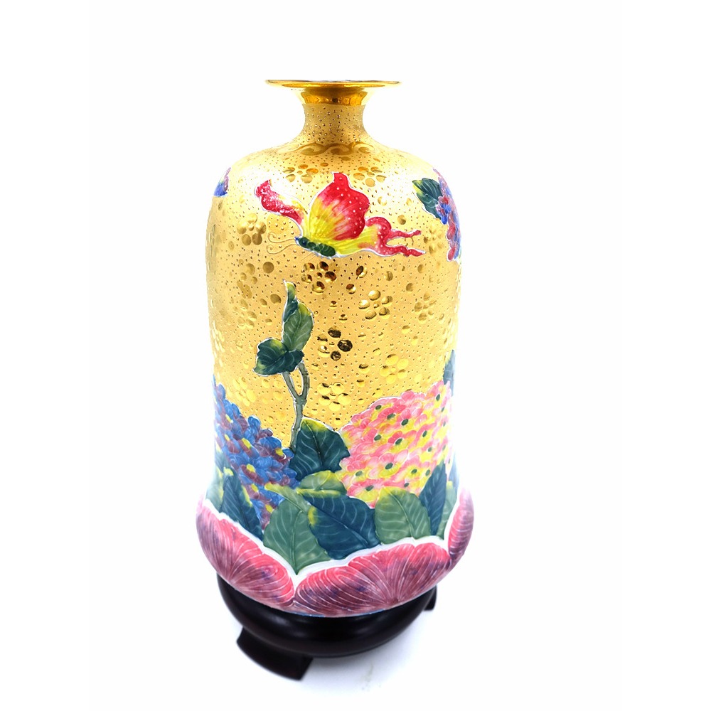 故宮御用國寶彩繪大師-林春香 法華金彩繡球鐘瓶 聚寶盆 風水 招財開運 吉星高照 財源廣進 聚寶盆 手工精雕 法華彩收藏-細節圖8