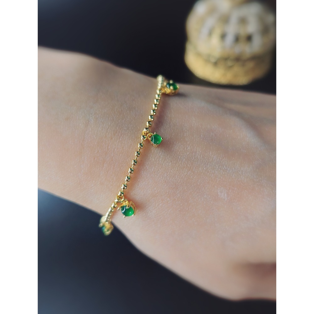 財富|高冰玻放光綠|A貨翡翠純銀圓珠手鏈-細節圖5