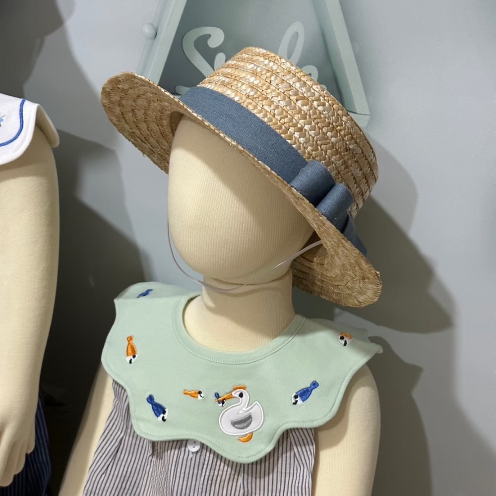 嬰幼兒硬挺圓頂細款蝴蝶結草帽-細節圖2