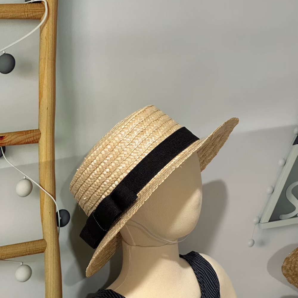 嬰幼兒硬挺圓頂細款蝴蝶結草帽-細節圖3