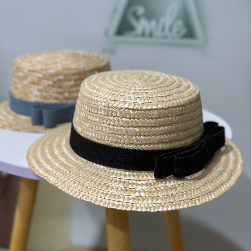 嬰幼兒硬挺圓頂細款蝴蝶結草帽-細節圖5