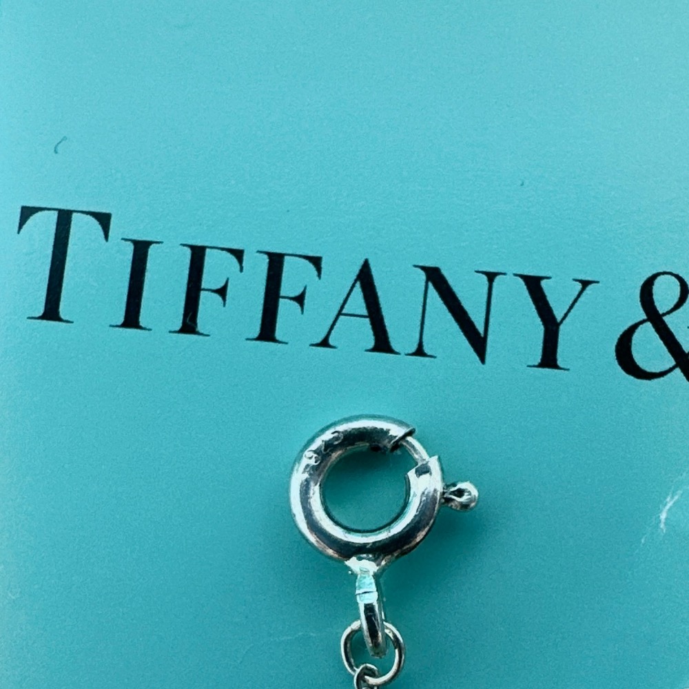 TIFFANY&Co 鑲真鑽愛心緞帶純銀項鍊-細節圖8