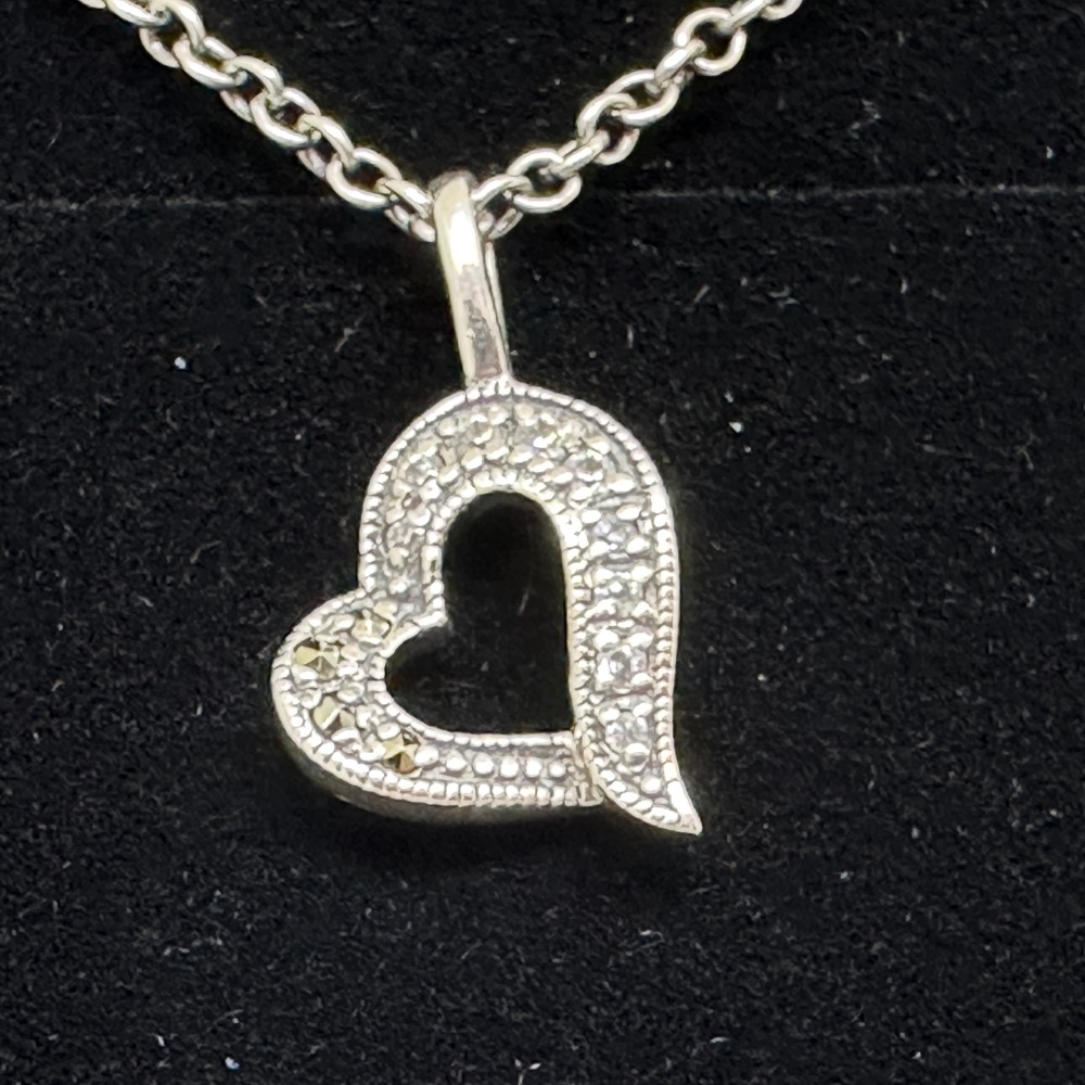 ANNA SUI 安娜蘇鏤空愛心鑲鑽925純銀項鍊-細節圖3