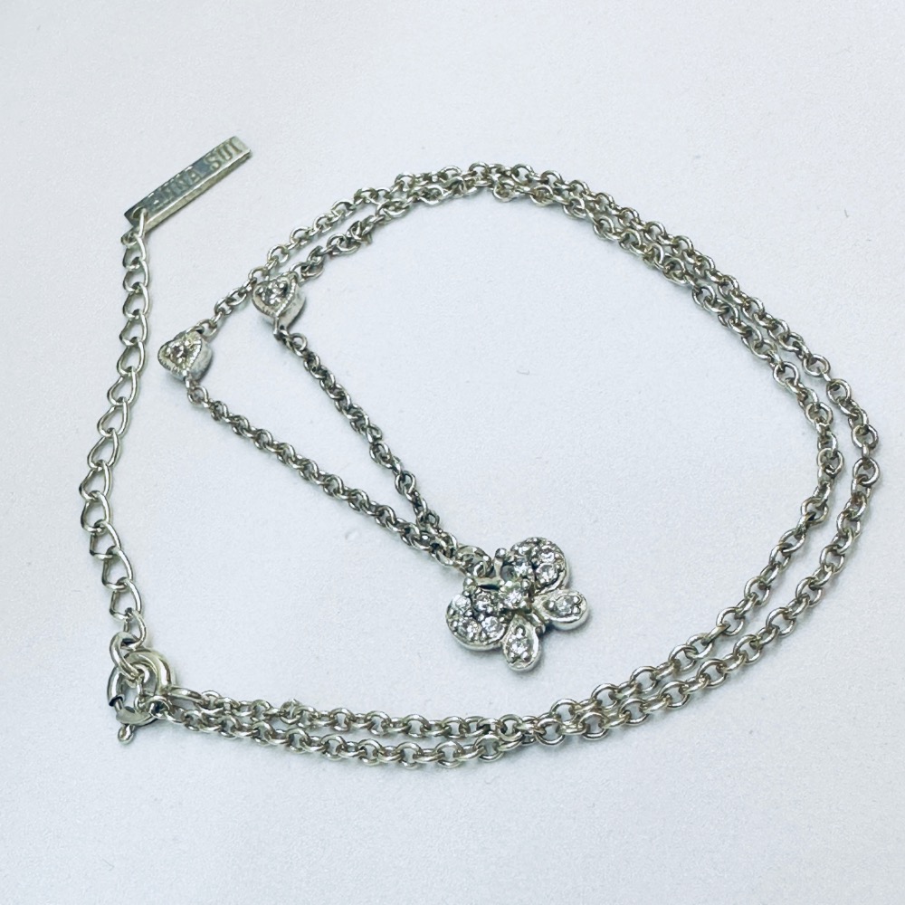 ANNA SUI安娜蘇蝴蝶愛心鑽925純銀項鍊-細節圖5