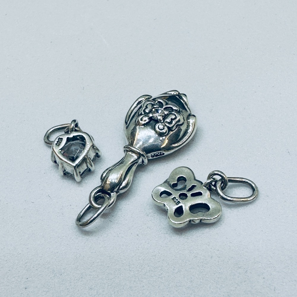 ANNA SUI安娜蘇魔鏡蝴蝶愛心鑽925純銀項鍊-細節圖5