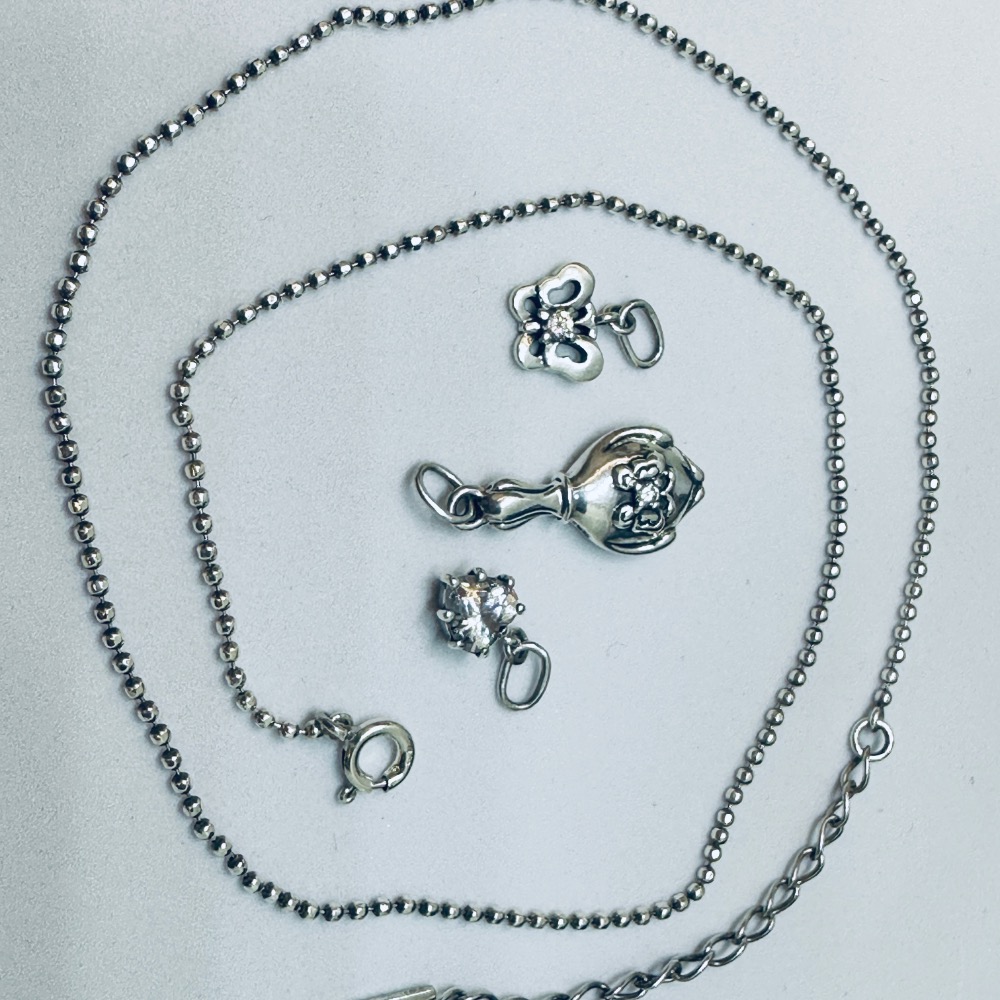 ANNA SUI安娜蘇魔鏡蝴蝶愛心鑽925純銀項鍊-細節圖7