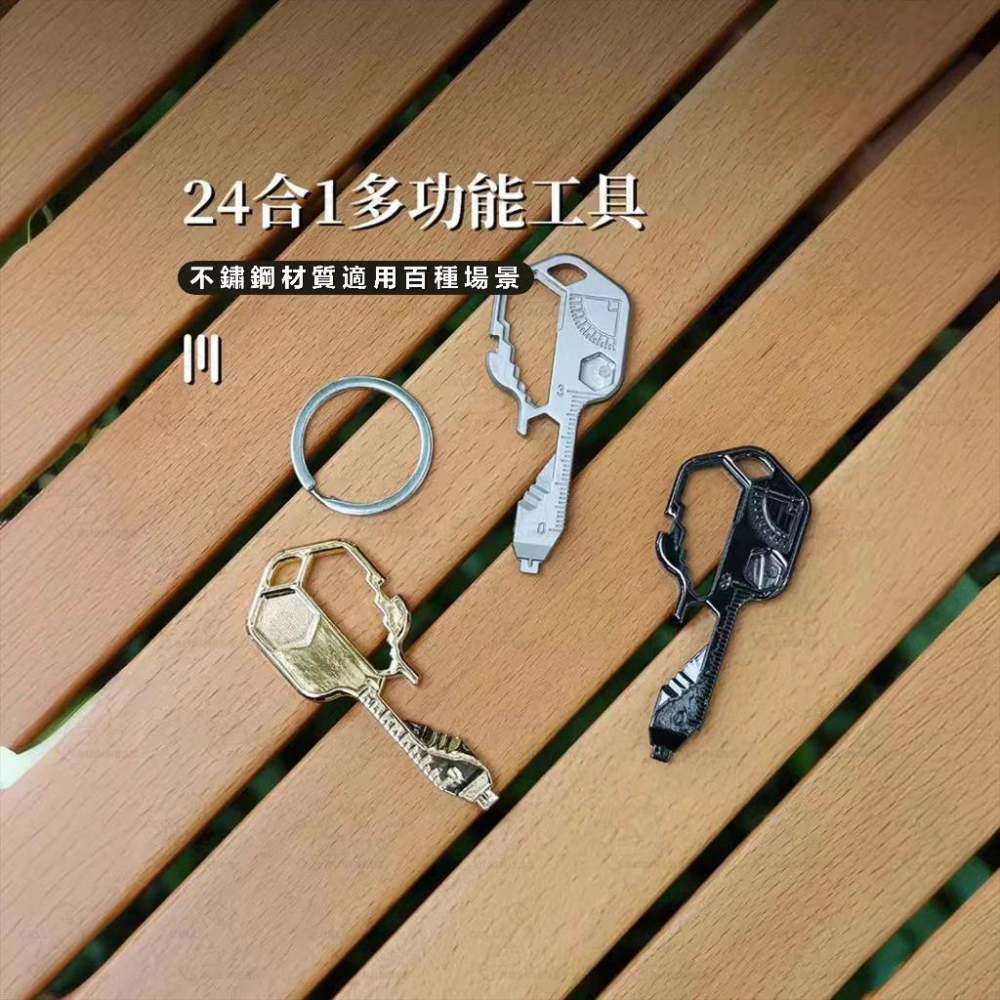 【24小時出貨】萬能鑰匙扣 開瓶器 拆包裹 量尺 板手 一字起 切割刀 扣卡式工具卡 多功能開瓶器 內六角 便攜刀A82-細節圖2