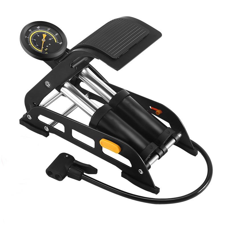 【24小時出貨】 雙缸打氣筒 附PSI壓力表 超省力 汽機車腳踏車 附球針 便攜腳踏式 機車 自行車 汽車 輪胎 A63-細節圖8