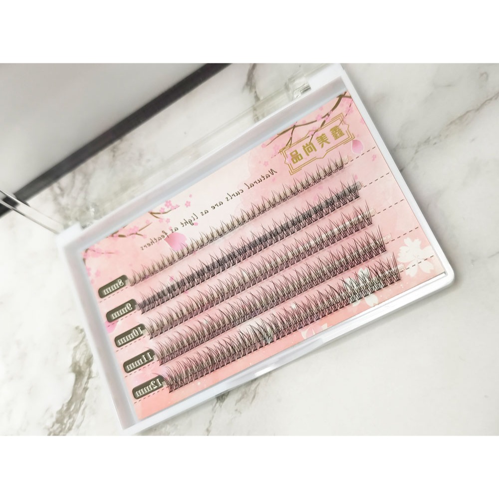🍍愛佳美妝🥝H款 魚尾熱熔假睫毛 磨尖自然嫁接假睫毛 朵毛 5排混合-細節圖3
