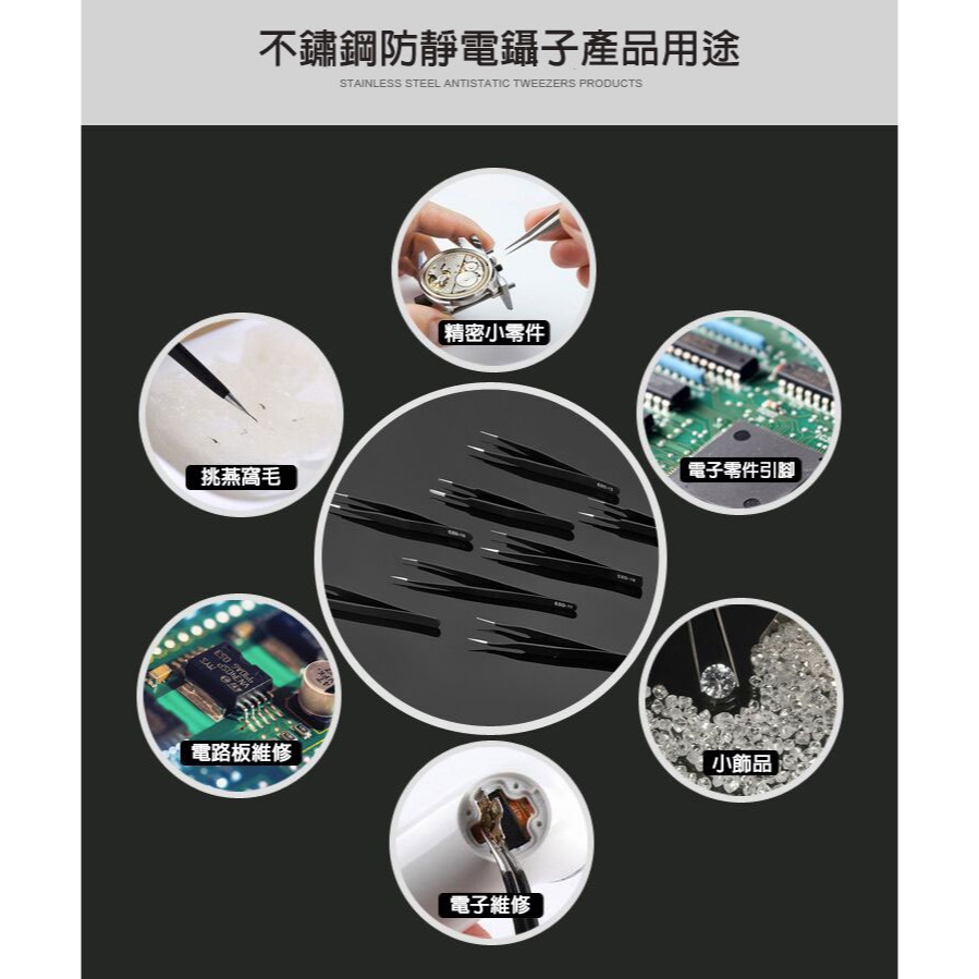 🍍愛佳美妝🥝精密不鏽鋼防靜電鑷子夾子 美睫夾 美甲鑷子-細節圖2