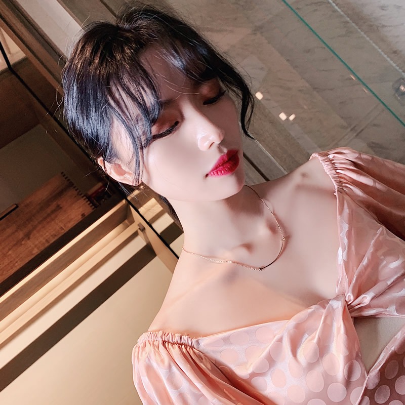 🌈BEAUTY飾品🌈 FN55-57 在台現貨 18K真金電鍍 微笑鈦鋼項鍊（金色）（玫瑰色）（銀色）-細節圖2