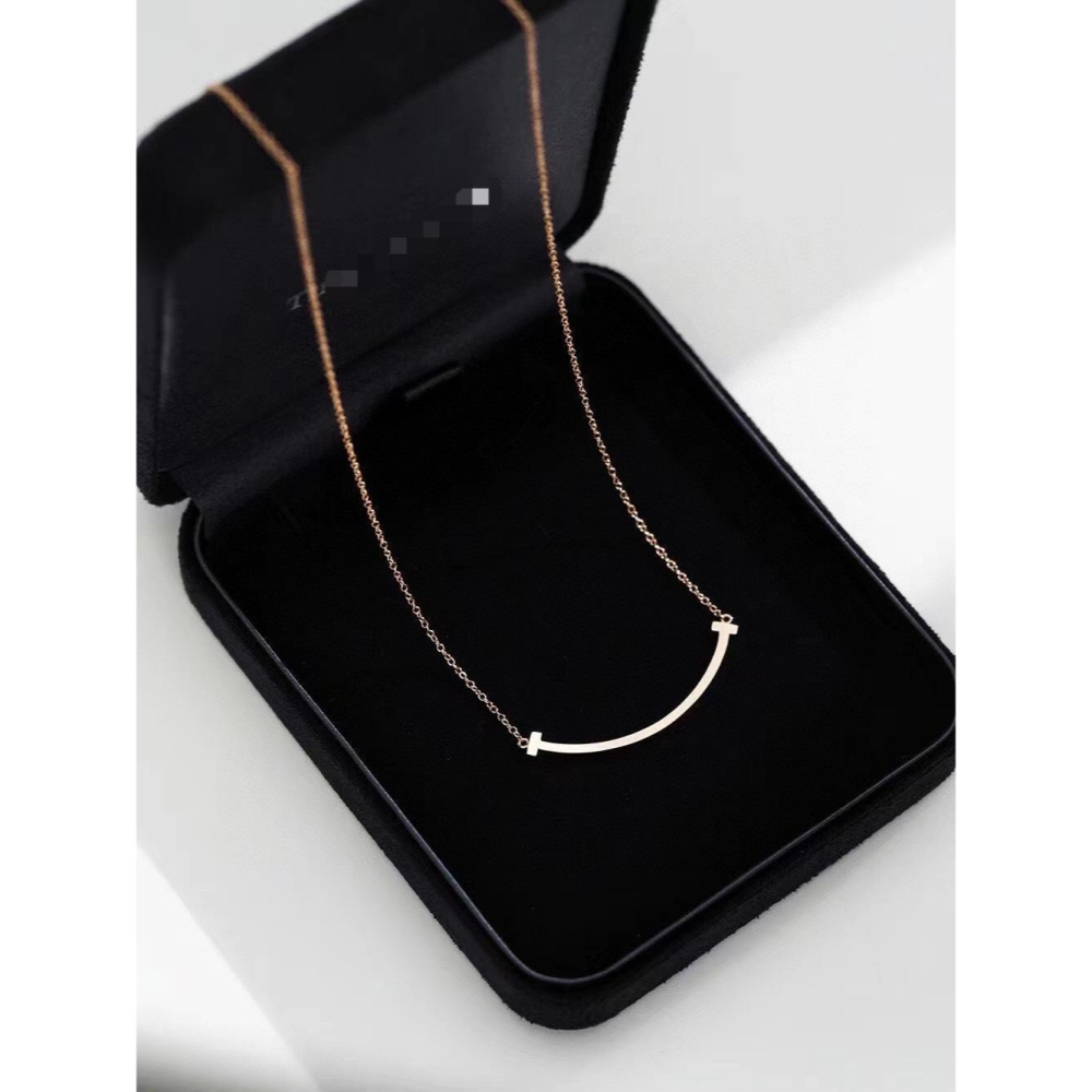 🌈BEAUTY飾品🌈 FN55-57 在台現貨 18K真金電鍍 微笑鈦鋼項鍊（金色）（玫瑰色）（銀色）-細節圖3