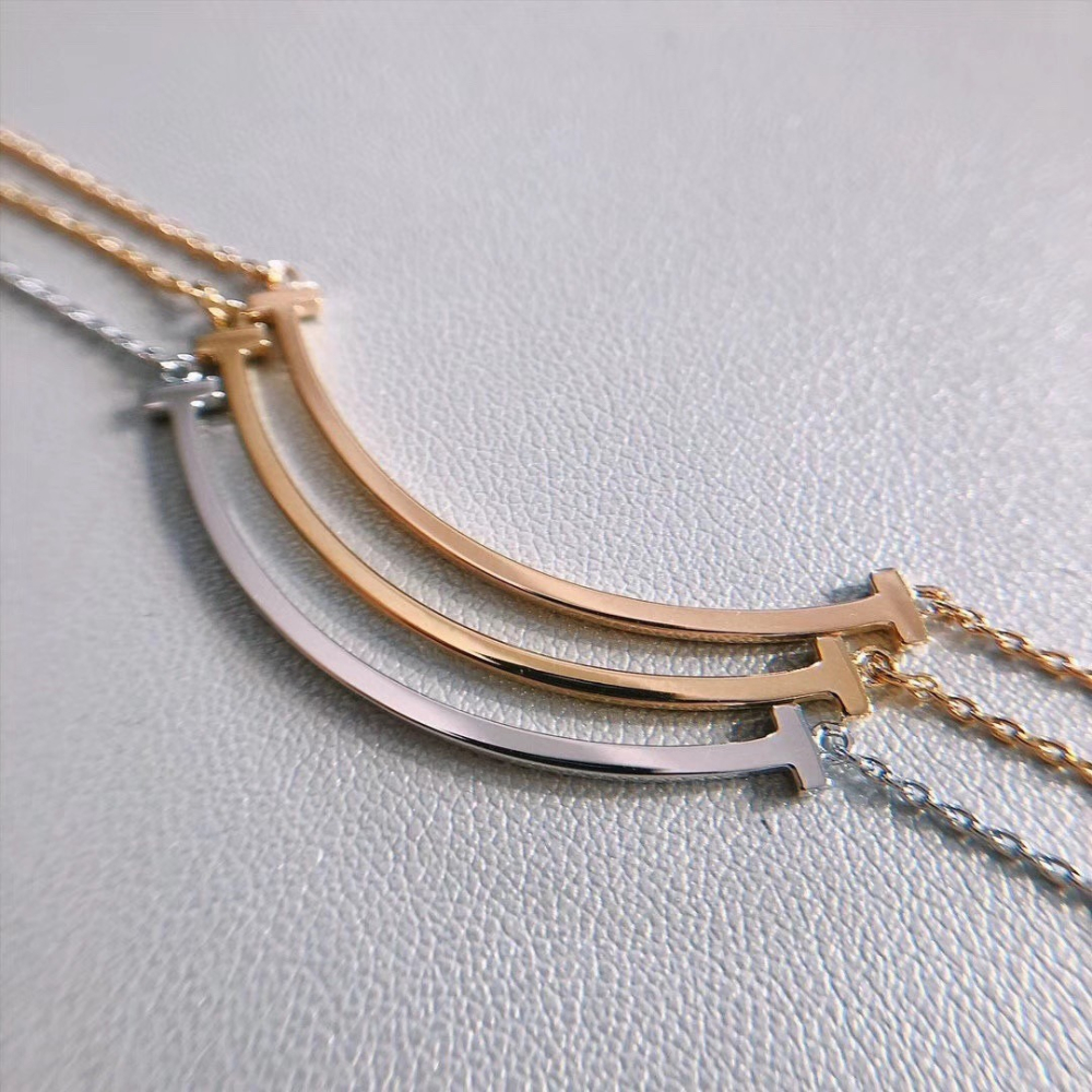 🌈BEAUTY飾品🌈 FN55-57 在台現貨 18K真金電鍍 微笑鈦鋼項鍊（金色）（玫瑰色）（銀色）-細節圖5