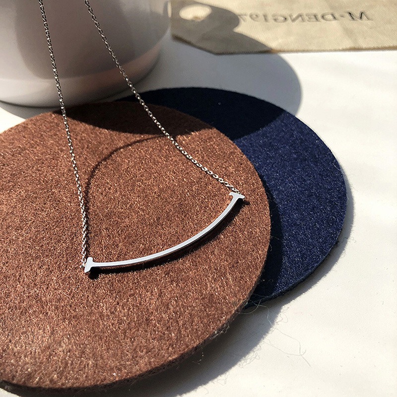 🌈BEAUTY飾品🌈 FN55-57 在台現貨 18K真金電鍍 微笑鈦鋼項鍊（金色）（玫瑰色）（銀色）-細節圖7