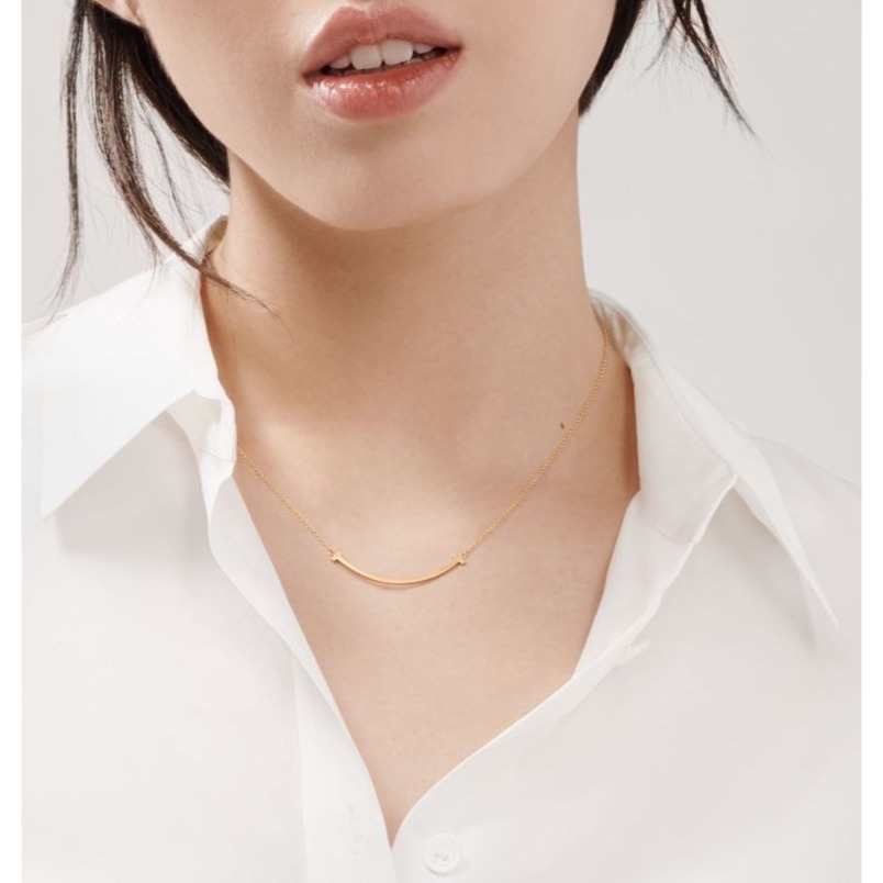 🌈BEAUTY飾品🌈 FN55-57 在台現貨 18K真金電鍍 微笑鈦鋼項鍊（金色）（玫瑰色）（銀色）-規格圖8