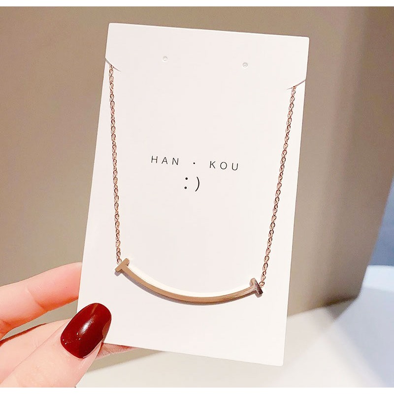 🌈BEAUTY飾品🌈 FN55-57 在台現貨 18K真金電鍍 微笑鈦鋼項鍊（金色）（玫瑰色）（銀色）-規格圖8