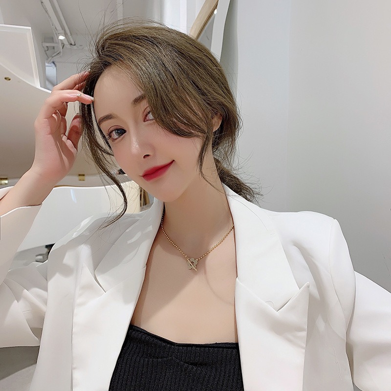 🌈BEAUTY飾品🌈 FN71-72 在台現貨 18K真金電鍍 OT扣花朵珠鍊鈦鋼項鍊（金色）（玫瑰金）-細節圖6