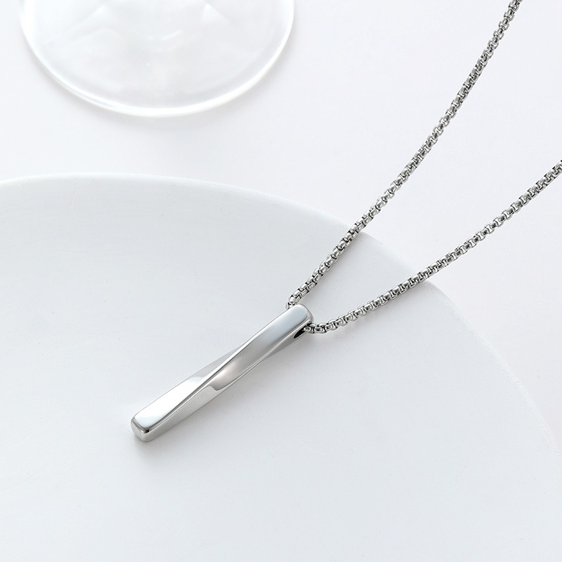 🌈BEAUTY飾品🌈 FN75-76 在台現貨 真金電鍍14k 螺旋長條簡約鈦鋼項鍊（銀色）/笑臉珍珠愛心鈦鋼項鍊（-細節圖6