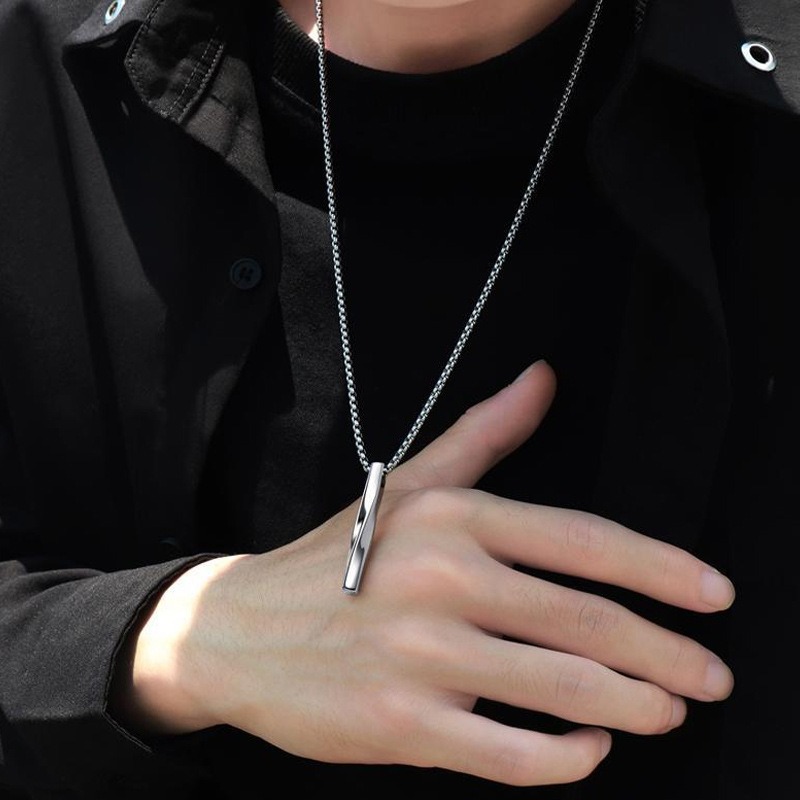 🌈BEAUTY飾品🌈 FN75-76 在台現貨 真金電鍍14k 螺旋長條簡約鈦鋼項鍊（銀色）/笑臉珍珠愛心鈦鋼項鍊（-細節圖7